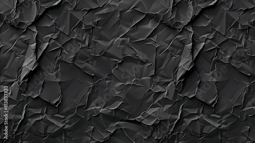 Paper texture with glued edges. Realistic background with wet pages or crumpled fabric. Blank stickers with wrinkles isolated on a black background.