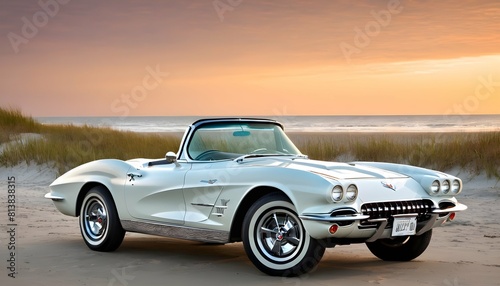 A 1960s chevy corvette stingray convertible parked upscaled_2