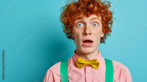 Surprised Man with Curly Red Hair