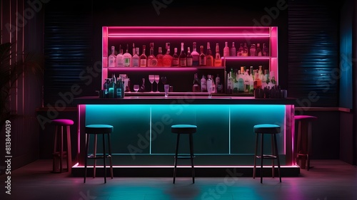 The vividly colored drinks create a striking image as they contrast with the night's dark surroundings.