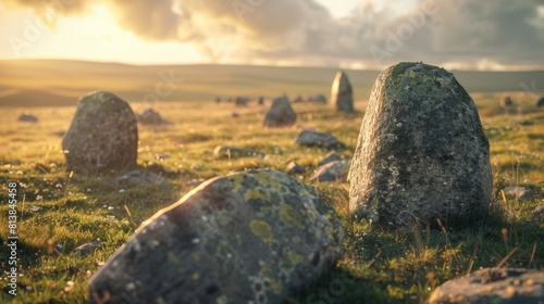 clear day landscape over Stonehenge.AI generated image