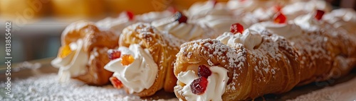 Italian dessert. Sweet pastry filled with cream