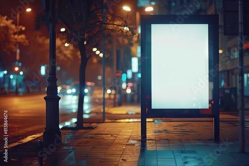 vertical blank digital billboard mockup on city bus stop outdoor advertising display