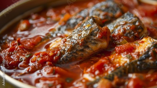 A can of sardines in tomato sauce, ready to be transformed into a spicy Thai delicacy, tantalizing taste buds with its rich flavor.