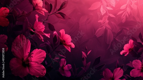 Pink flowers blooming vibrantly against a soft purple backdrop, creating a striking contrast in colors
