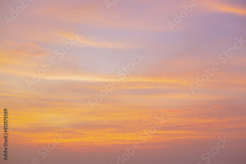 Peach clouds at sunset. Beautiful Sky Background