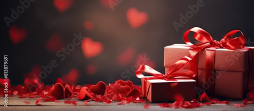 Valentine s Day is a special occasion for lovers It is traditionally associated with red hearts and the exchange of gifts. Copy space image. Place for adding text and design