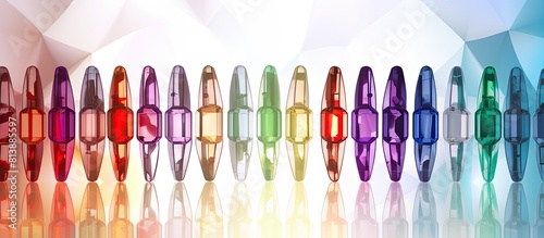 Colorful diabetic glucose testing lancets arranged in an abstract design against a white background with ample copy space for adding text or other elements