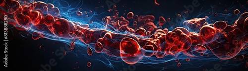 A striking 3D image showing a clot in a vessel, using enhanced lighting and shadow effects to draw attention to the health risk related to circulation fluid clots