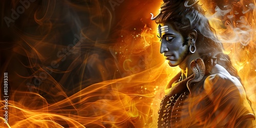 Image of Hindu god Shiva symbolizing core of Hinduism. Concept Hinduism, Shiva, Deity, Symbolism, Religion
