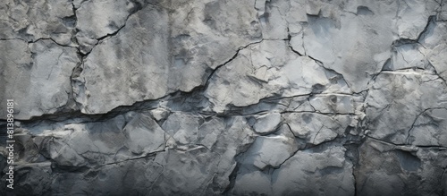 Close up copy space image of a stone wall revealing intricate cracks