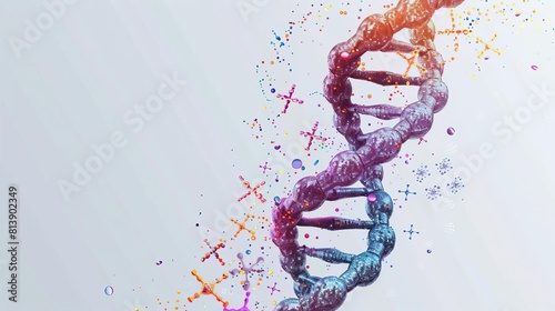 Nucleotide in flat design side view molecular biology theme water color Triadic Color Scheme