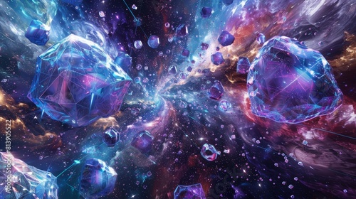 Pulsating quantum crystals showcasing universe's power background