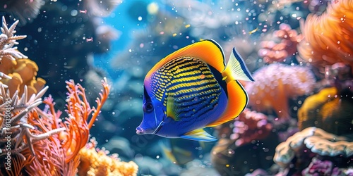angelfish swimming underwater in a tropical coral reef