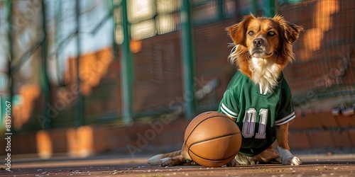 Dog wearing green sports jersey with number 01 on it to root for the home team