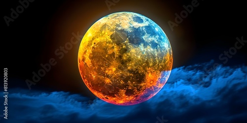 Enchanting lunar eclipse bathes moon in rich blood-red color mesmerizing spectators. Concept Astronomy, Lunar Eclipse, Blood Moon, Night Sky, Spectacular Phenomenon