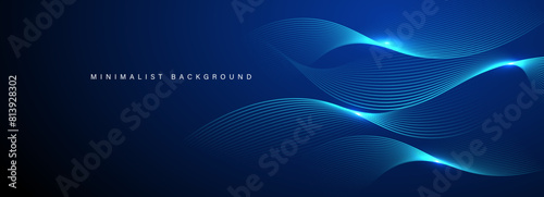Abstract blue modern background with dynamic lines.