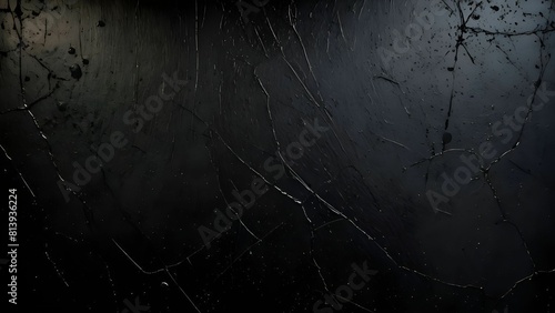 A close up of a black wall with a spider web