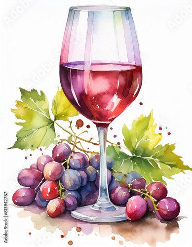 Kieliszek wina i winogrona ilustracja