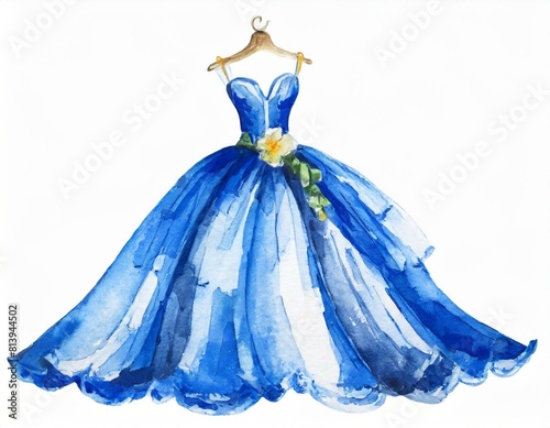 Niebieska suknia balowa ilustracja