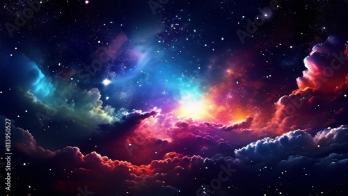 Fantasy space background with stars and nebula. 3D rendering