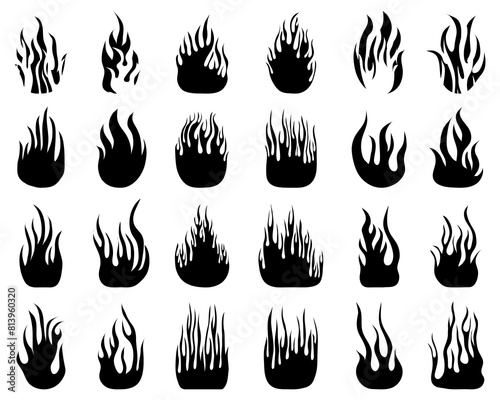 set of black and white fire