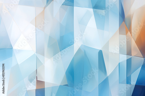 Abstract design with a mix of blue and orange triangles