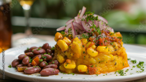 Githeri: a mouthwatering kenyan staple dish of maize, beans, and fresh herbs, artfully presented and ready to enjoy