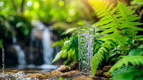 Pure, transparent water fills a pristine glass, inviting refreshment and nourishment