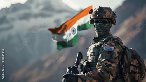 "Guardian of the Nation: A Stoic Sentinel, Symbolizing the Strength, Sacrifice, and Unwavering Commitment of the Indian Armed Forces India's Indian army Independence day