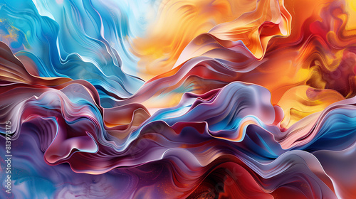 Vivid Fluid Abstract Art, Bright Colorful Tones.