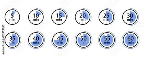 Cooking time vector. Countdown Timer Symbol Set.