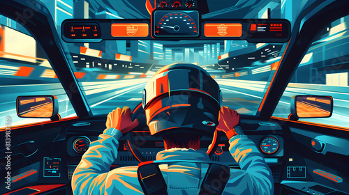 Racing Driver Preparing for Race Illustration of Determination and Skill