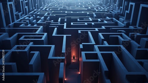 silhouette of a man in a maze