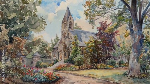 Watercolor Series of Diverse Church Architectures