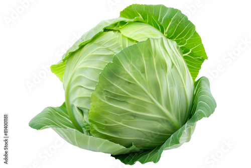 Raw Cabbage vegetable for making food isolated on background, Natural fresh raw cabbage and green leaves with high fiber and vitamin.