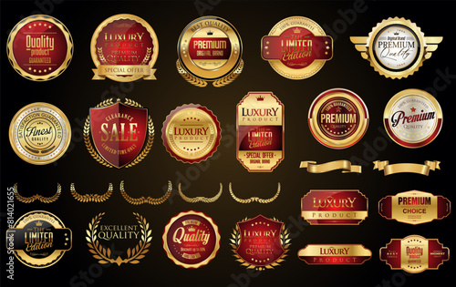 Premium and luxury golden retro badges and labels collection 