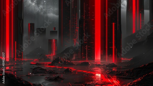 Immersive Adventures Await in the Abstract Futuristic Black and Red Gaming Landscape background generative ai hyper realistic 