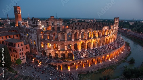 The Verona Opera Festival in Italy hosted in the ancient Verona Arena where opera aficionados gather to experience world-famous operas in a historic Roman amphitheater enhancing the cultural and drama