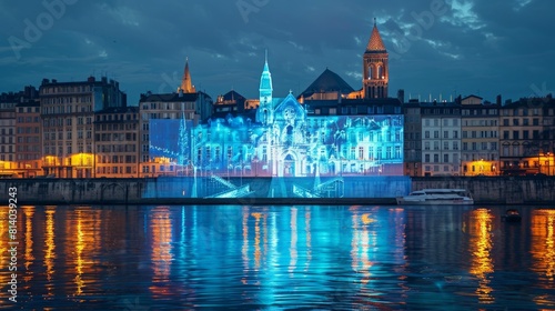 The Lyon Light Festival in France an event celebrating the art of light and projection illuminating the city with spectacular installations and artworks by international light artists enhancing the ur