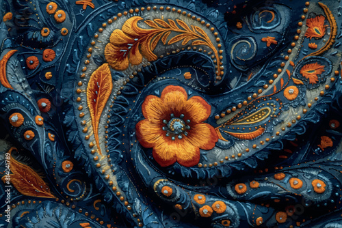 Background texture, Fabric blue paisley. Designed for Fabric-Quilt, this soft double napped flannel is perfect for quilting, apparel, and home accents. 