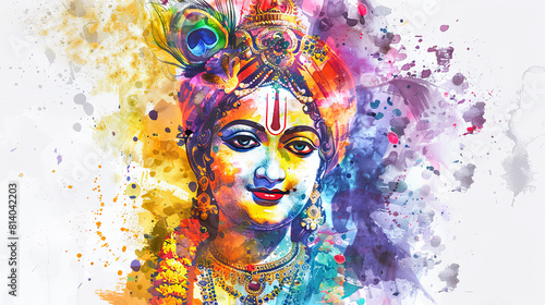 Beautiful digital painting of lord Krishna, a beloved deity, perfect for adoration and reverence.