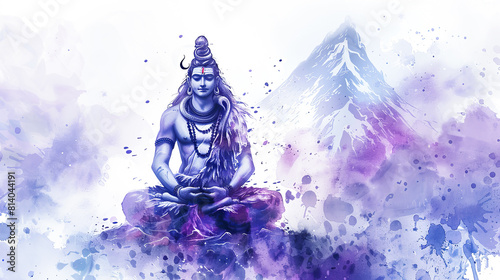 Beautiful digital artwork of Lord lord Shiva meditating in the Himalayas, perfect for home decor and spiritual inspiration.