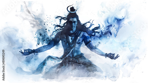 Fierce digital artwork of lord Shiva vanquishing evil forces on a white background