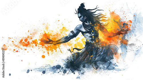 Fierce digital artwork of lord Shiva vanquishing evil forces on a white background
