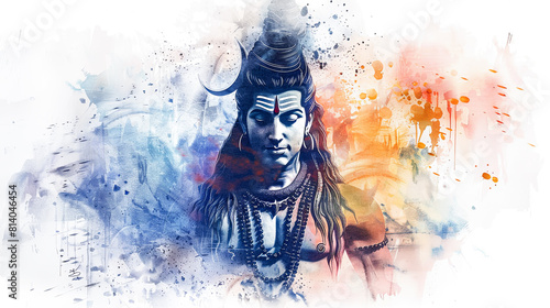 Powerful digital artwork of lord Shiva, the destroyer of evil, on a white background perfect for bringing positivity and strength to your space