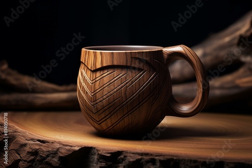 Rustic Tea wooden cup. Food tasty fresh. Generate Ai