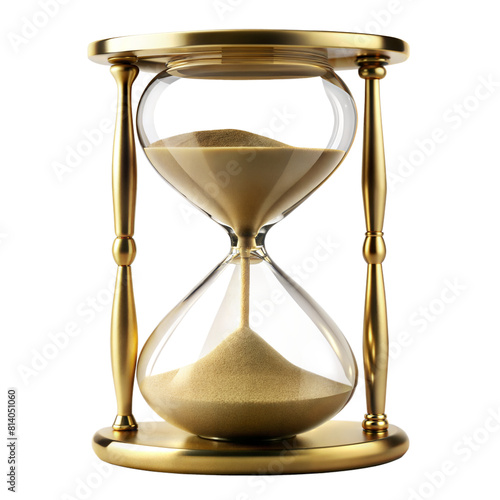 A classic hourglass filled with sand marking the passage of time