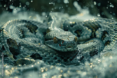 Visual concept of a snake whose body twists and morphs into a flowing river,