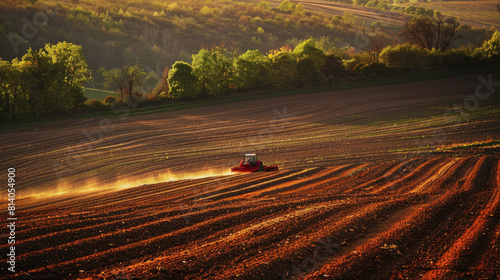A farm in Titelski, Serbia has a plowed field with a technique called plowing. It helps the land become more fertile.